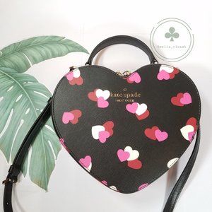 Pink & Black Heart Buckle Crossbody Bag